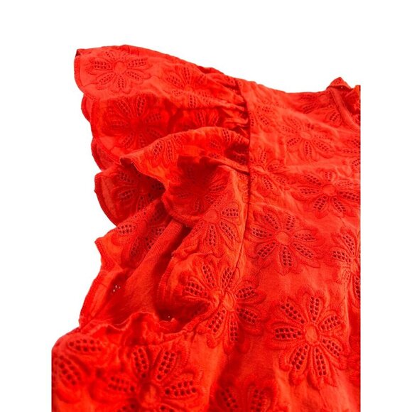 Crown & Ivy Womens Dress Orange Eyelet Lace Lined Cap Sleeves Ruffle Size XL NWT - Picture 5 of 7